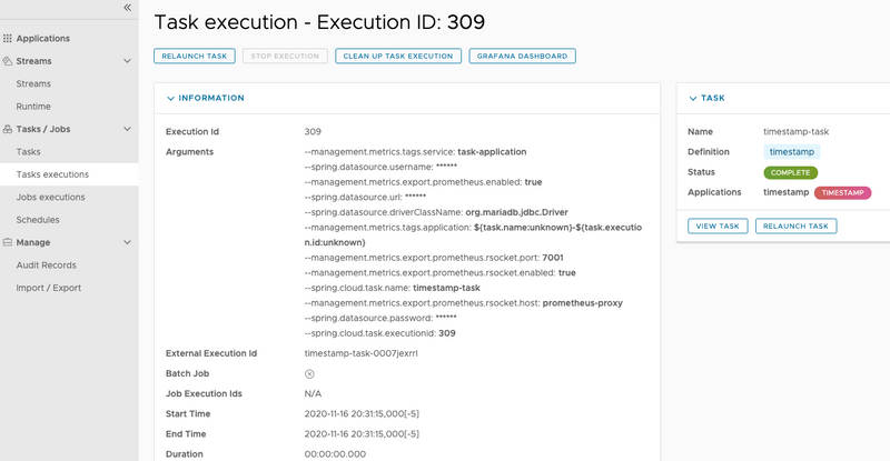 Task Execution Details with Successful Task Execution